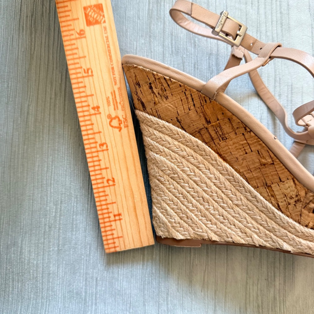 Charles by Charles David Nude Strappy Espadrille Cork Wedge Sandals 9M‎ Summer - Picture 16 of 16